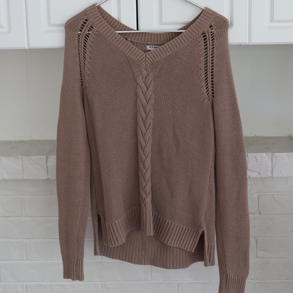 Old Navy Comfy Mauve Knit V-Neck Sweater